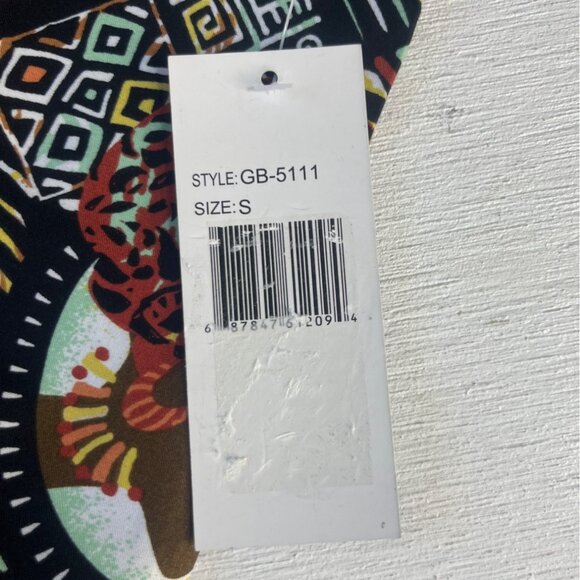 Bannock Court Scrub Shirt Top Womens Small Brown Black Geometric Print New - Picture 9 of 10